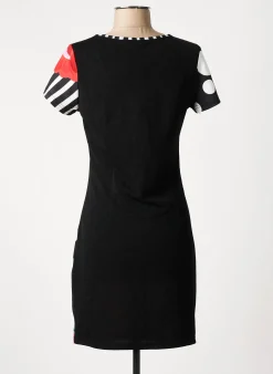 Robe Mi-longue 101 Idees Noir Manches Courtes