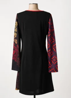 Robe Mi-longue 101 Idees Orange Manches Longues