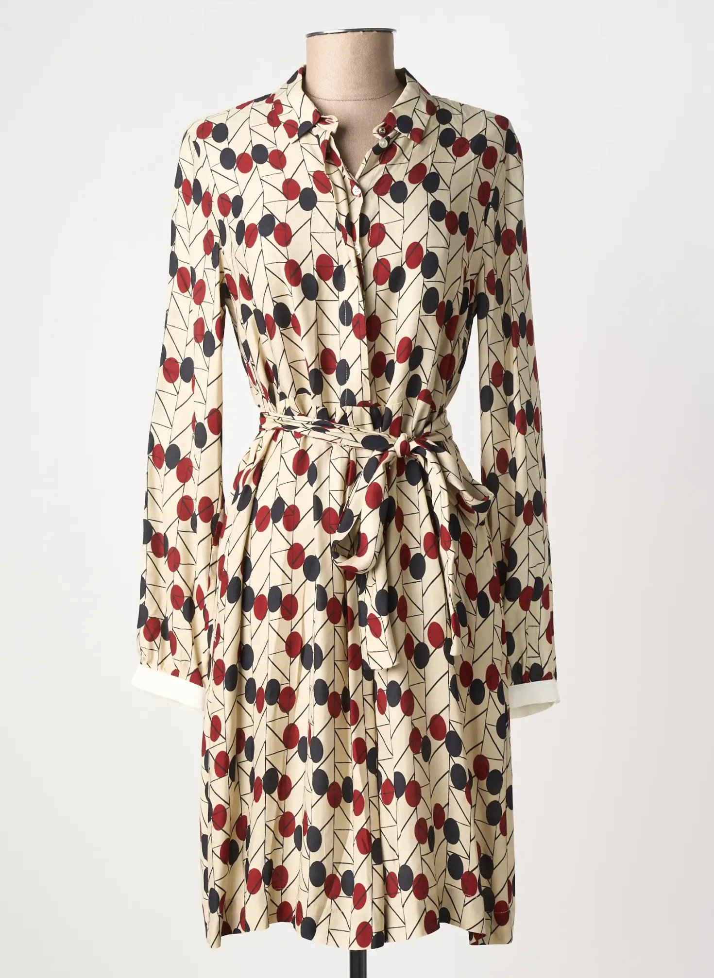 Robe Mi-longue 0039 Italy Beige Manches Longues