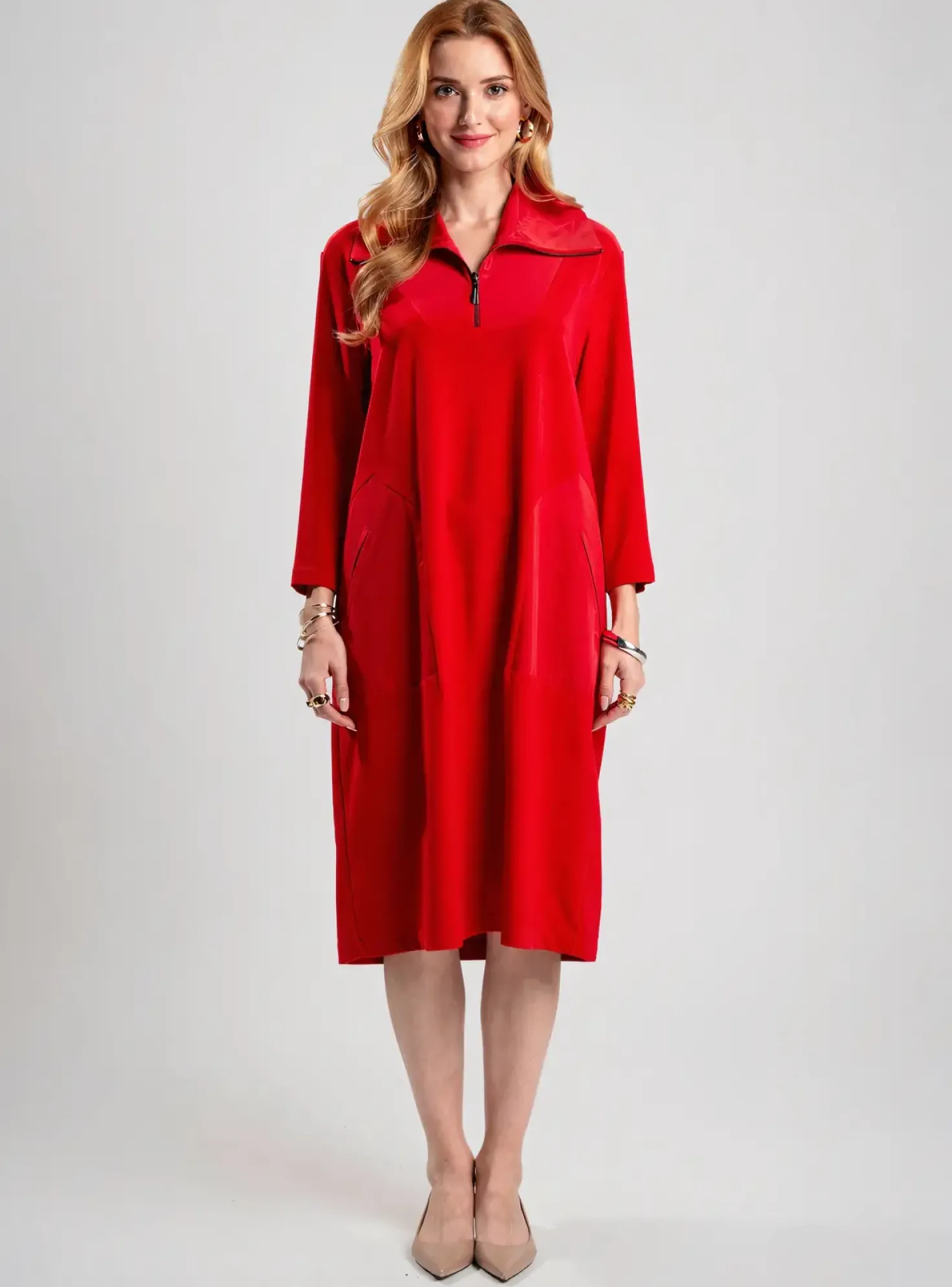 Robe Mi-longue Joseph Ribkoff Rouge Manches Longues
