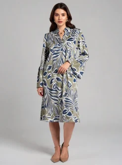 Robe Mi-longue Joy's Paris Bleu Manches Longues