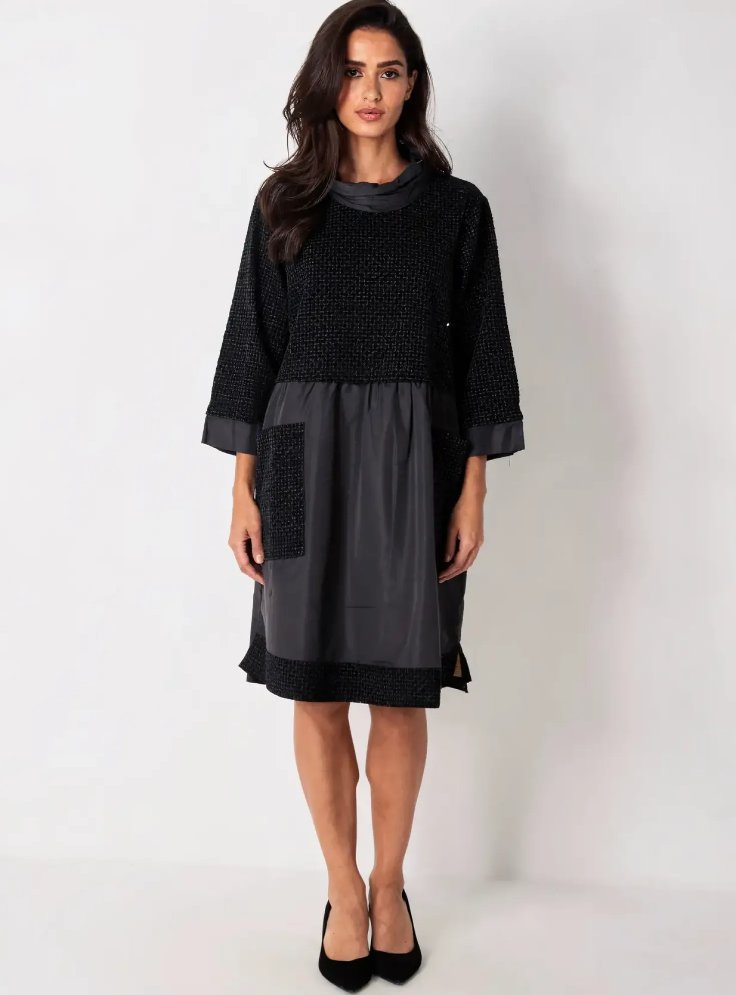 Robe Mi-longue Kozan Noir Manches 3/4