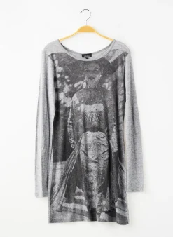 Robe Mi-longue La Fee Maraboutee Gris Manches Longues
