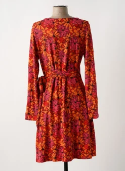 Robe Mi-longue La Fiancée Orange Manches Longues