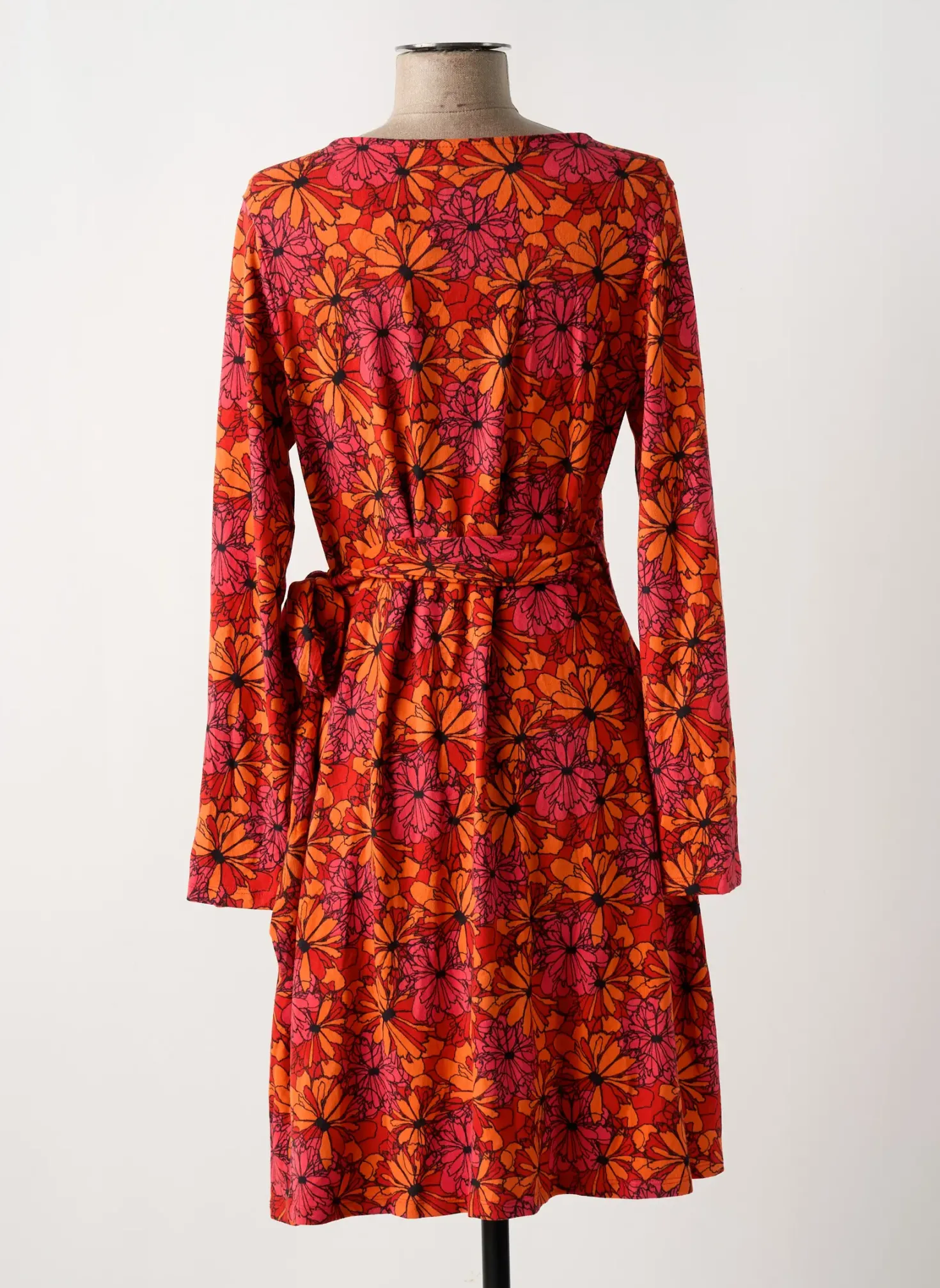 Robe Mi-longue La Fiancée Orange Manches Longues