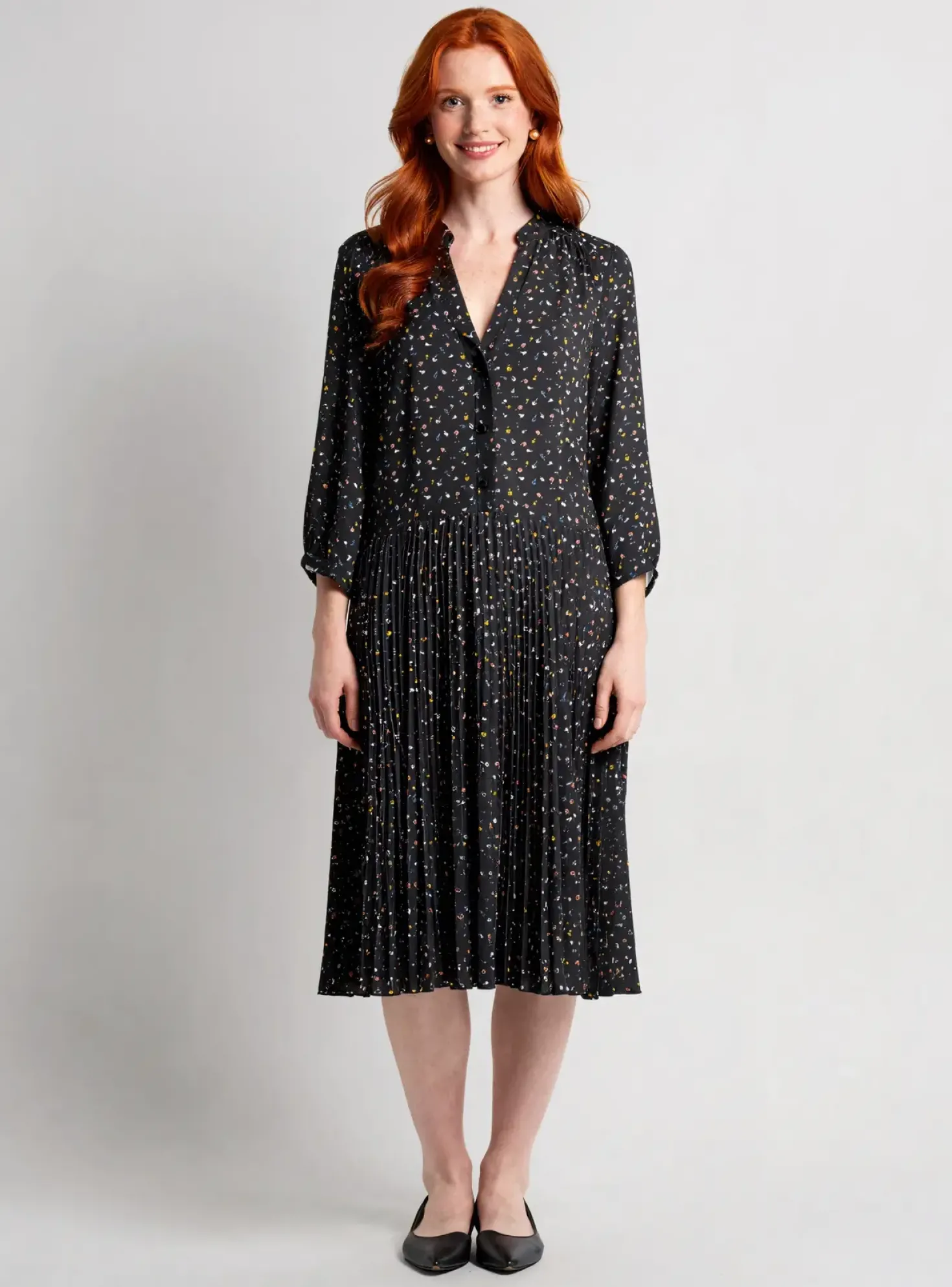 Robe Mi-longue La Petite Francaise Noir Manches 3/4
