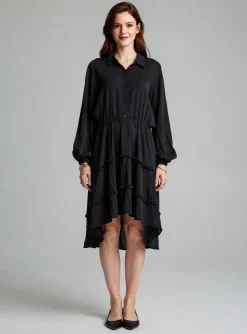 Robe Mi-longue Leger By Lena Gercke Noir Manches Longues