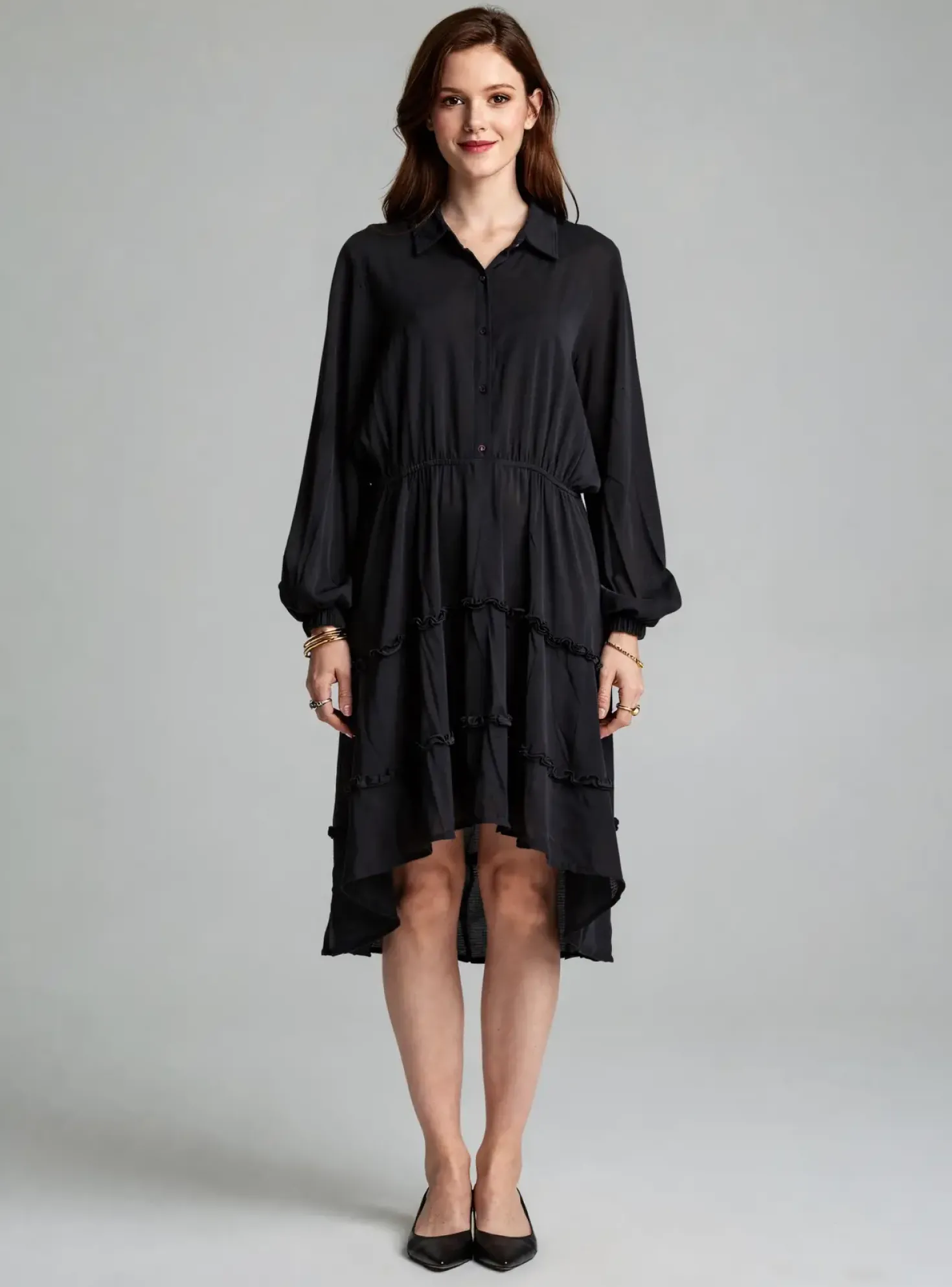 Robe Mi-longue Leger By Lena Gercke Noir Manches Longues