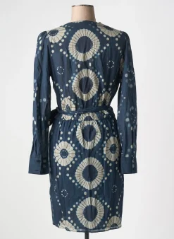 Robe Mi-longue Mare Di Latte Bleu Manches Longues