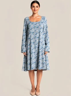 Robe Mi-longue Md'm Bleu Manches Longues