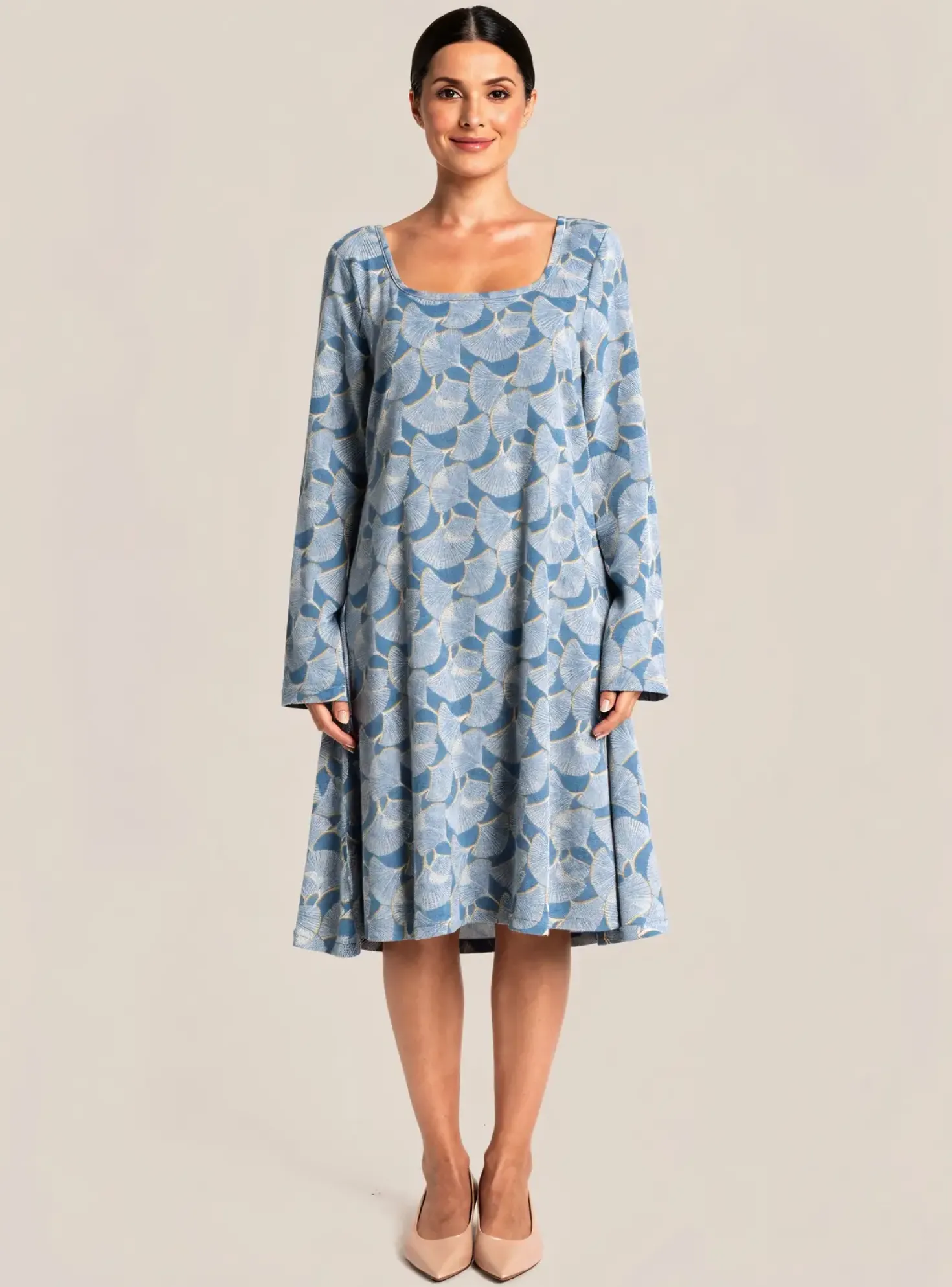 Robe Mi-longue Md'm Bleu Manches Longues