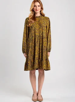 Robe Mi-longue Molly Bracken Jaune Manches Longues