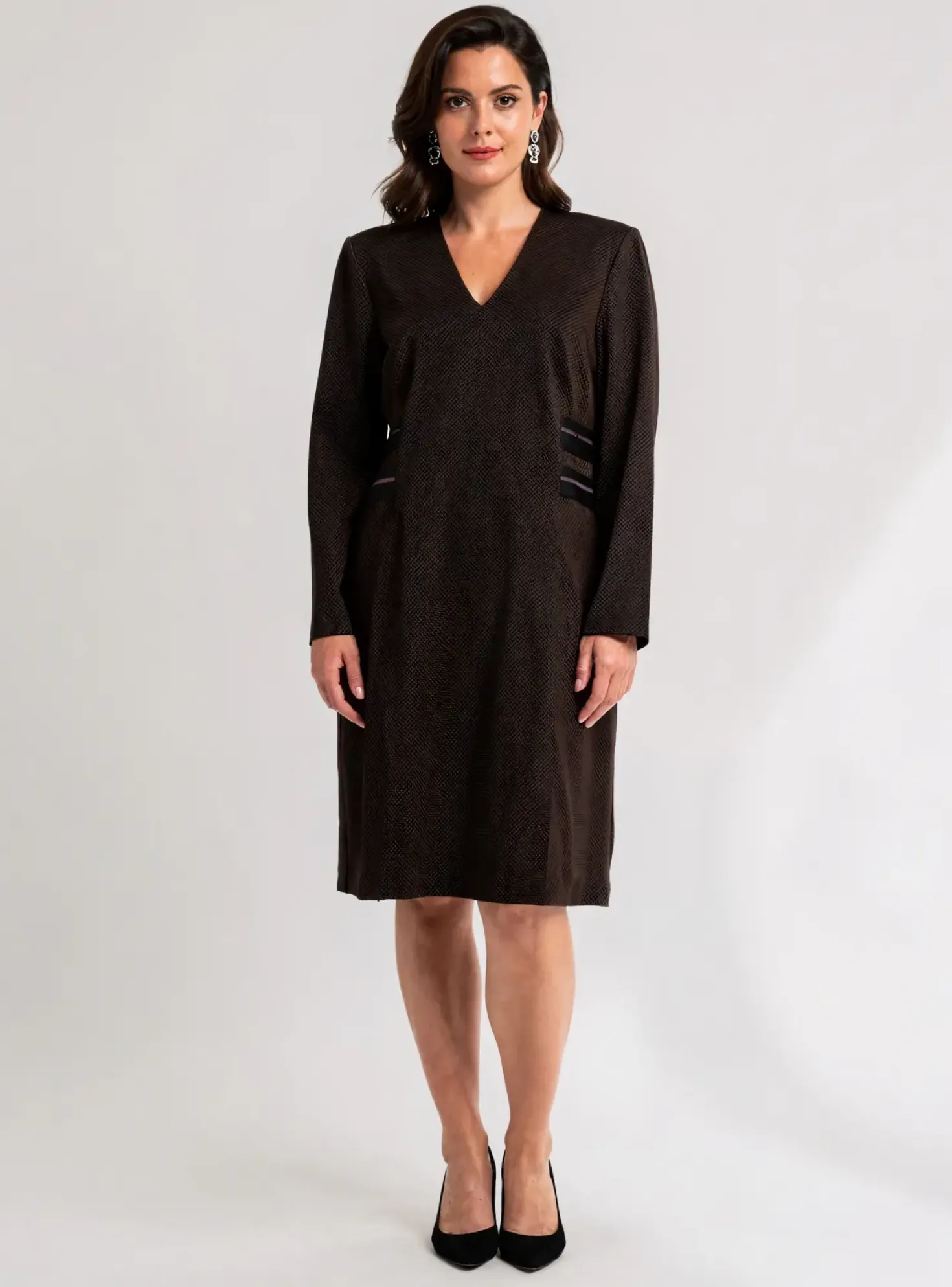 Robe Mi-longue Nathalie Chaize Noir Manches Longues