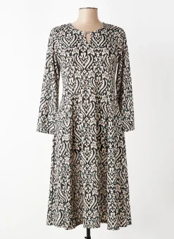 Robe Mi-longue Niki Mode Noir Manches Longues