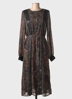 Robe Mi-longue Nü Marron Manches Longues