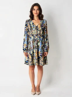 Robe Mi-longue Only Bleu Manches Longues