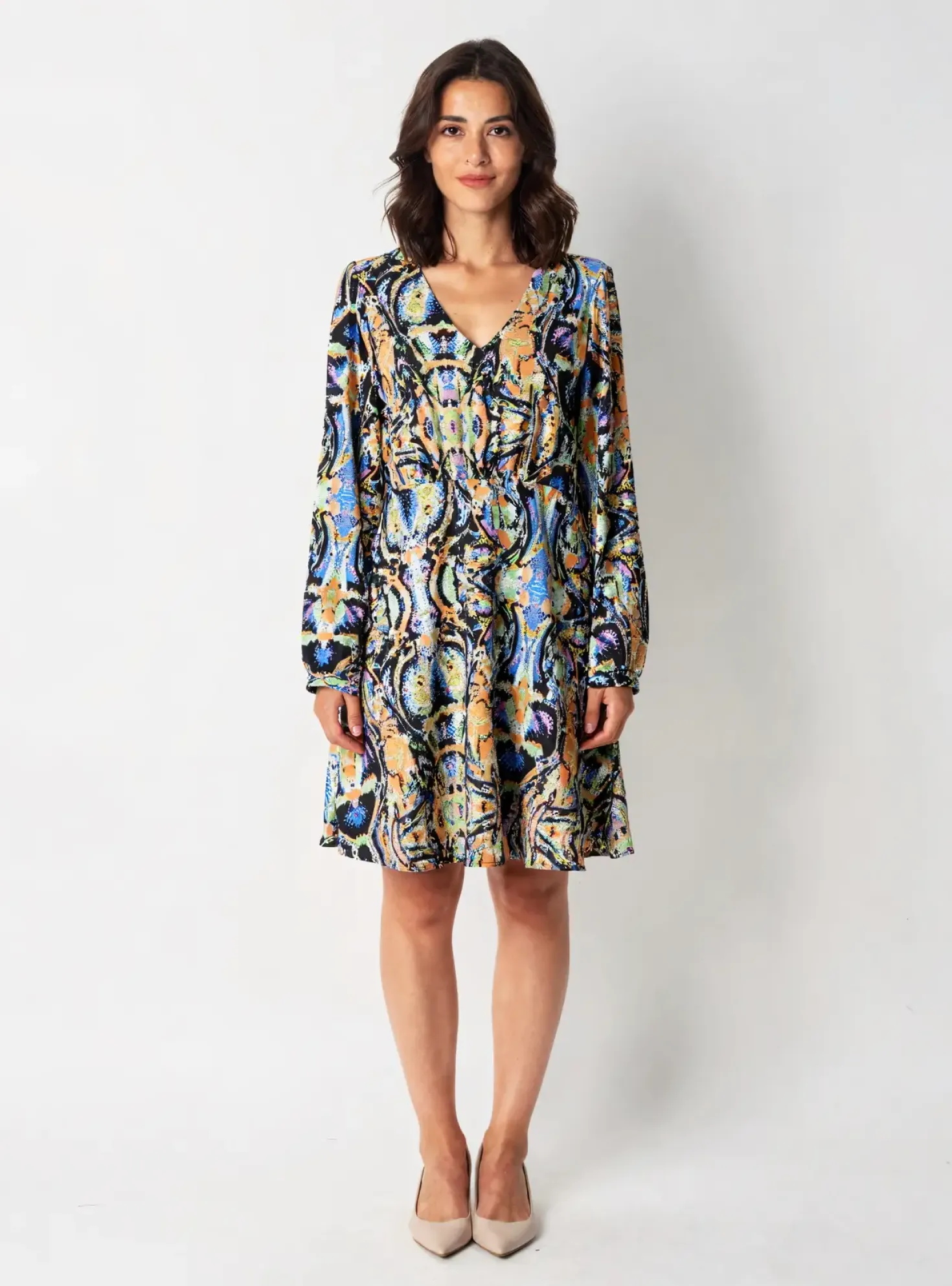 Robe Mi-longue Only Bleu Manches Longues