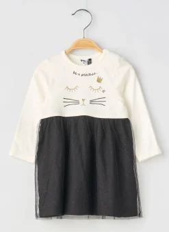 Robe Mi-longue 3 Pommes Noir Manches Longues