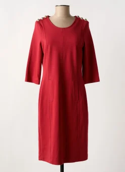 Robe Mi-longue Rabe Rouge Manches 3/4