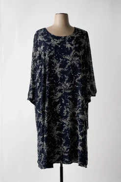 Robe Mi-longue Signature Bleu Manches Longues
