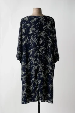 Robe Mi-longue Signature Bleu Manches Longues