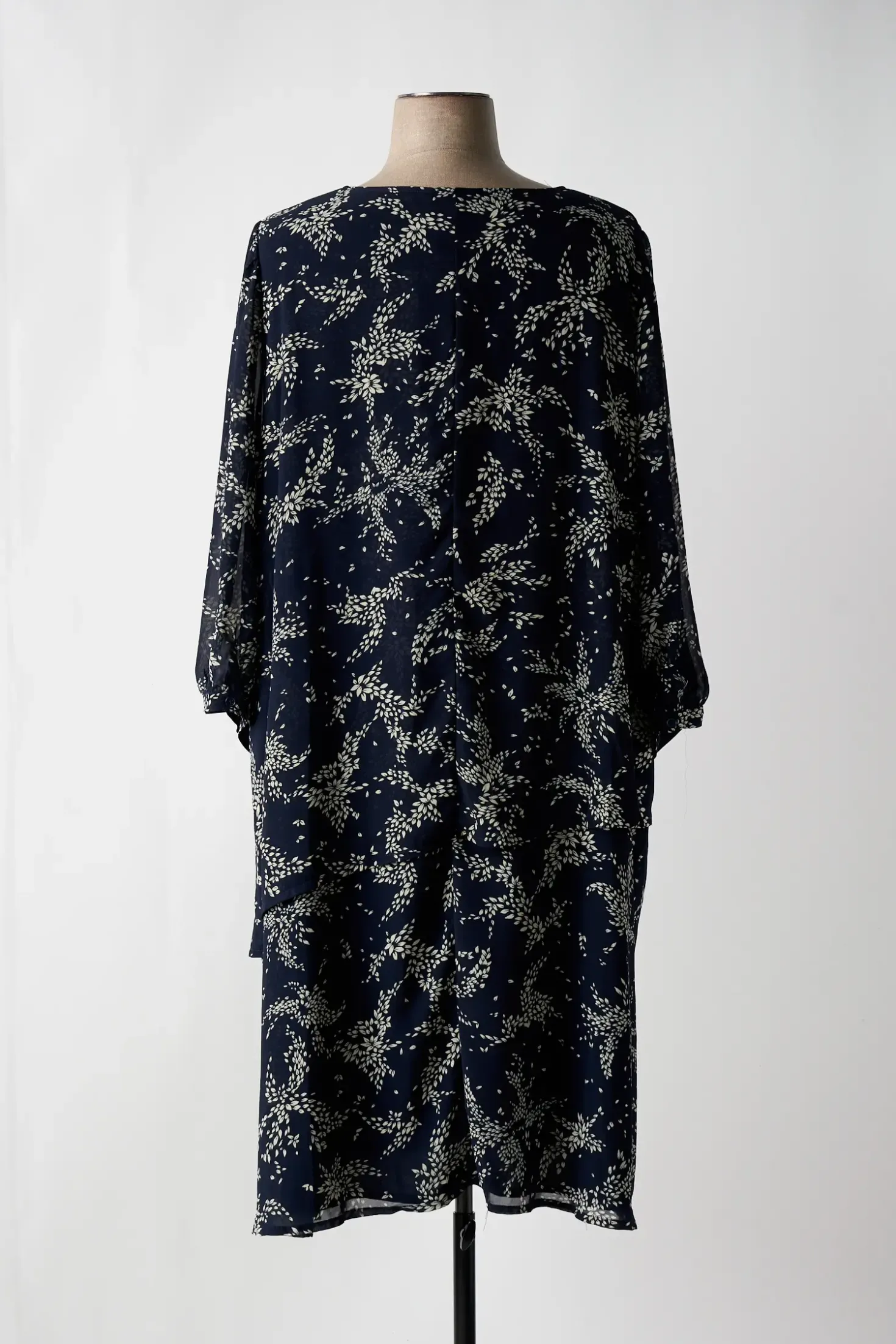 Robe Mi-longue Signature Bleu Manches Longues
