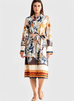 Robe Mi-longue Sovogue Orange Manches Longues