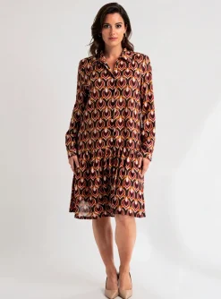 Robe Mi-longue Surkana Marron Manches Longues