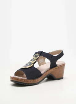 Sandales/nu Pieds Ara Bleu Talon De 4 À 6cm