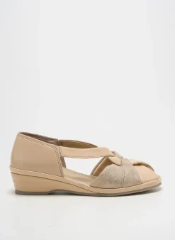 Sandales/nu Pieds Boissy Beige Talon Plat Jusqu'à 3cm