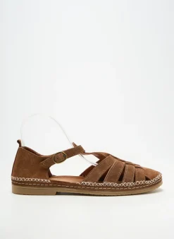 Sandales/nu Pieds Coco Et Abricot Marron Talon Plat Jusqu'à 3cm
