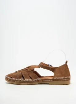 Sandales/nu Pieds Coco Et Abricot Marron Talon Plat Jusqu'à 3cm