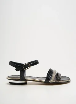 Sandales/nu Pieds D'chicas Noir Talon Plat Jusqu'à 3cm