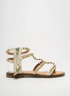 Sandales/nu Pieds Diciottopiu Beige Talon Plat Jusqu'à 3cm