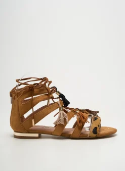 Sandales/nu Pieds Elue Par Nous Marron Talon Plat Jusqu'à 3cm