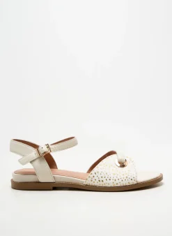 Sandales/nu Pieds Emilie Karston Beige Talon Plat Jusqu'à 3cm