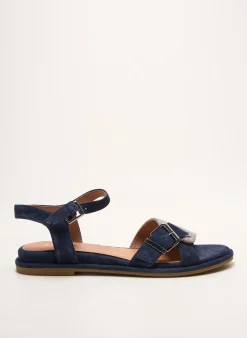 Sandales/nu Pieds Emilie Karston Bleu Talon Plat Jusqu'à 3cm