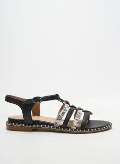 Sandales/nu Pieds Emilie Karston Noir Talon Plat Jusqu'à 3cm