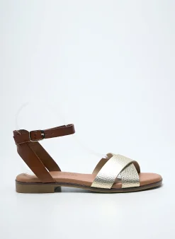 Sandales/nu Pieds Eva Frutos Or Talon Plat Jusqu'à 3cm