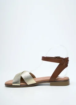 Sandales/nu Pieds Eva Frutos Or Talon Plat Jusqu'à 3cm