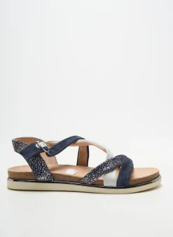 Sandales/nu Pieds Fugitive By Francesco Rossi Bleu Talon Plat Jusqu'à 3cm