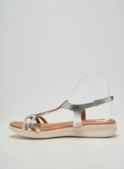 Sandales/nu Pieds Heine Argent Talon Plat Jusqu'à 3cm