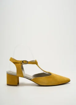 Sandales/nu Pieds J.metayer Jaune Talon De 4 À 6cm
