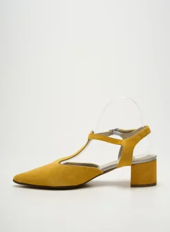 Sandales/nu Pieds J.metayer Jaune Talon De 4 À 6cm