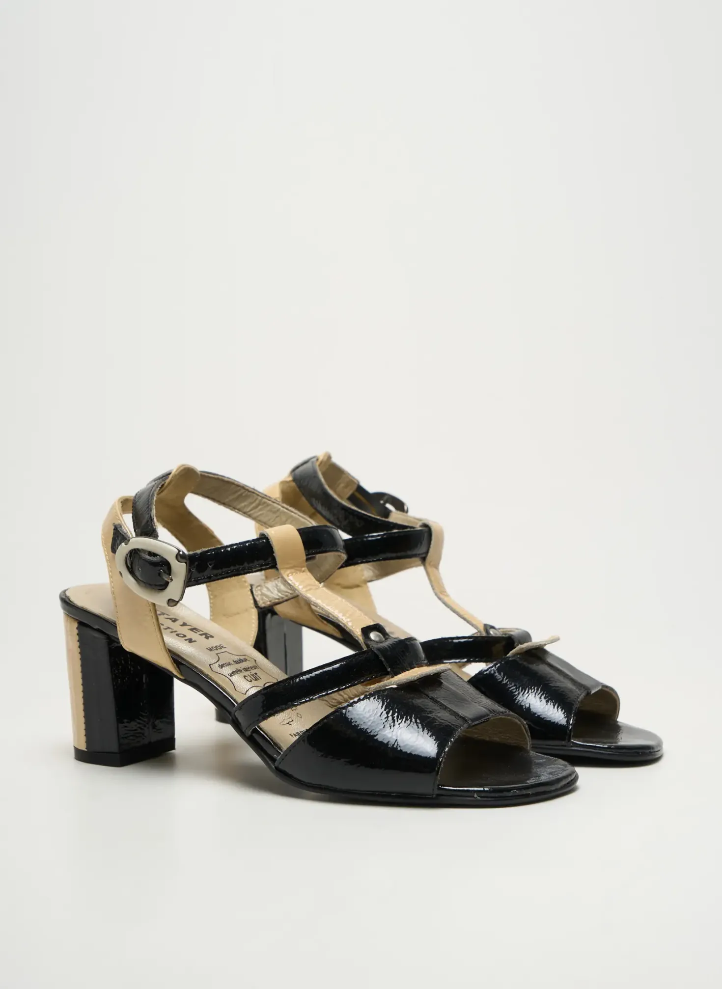 Sandales/nu Pieds J.metayer Noir Talon De 4 À 6cm