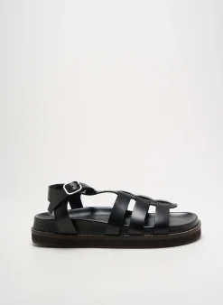 Spartiates Aliwell Noir Talon Plat Jusqu'à 3cm