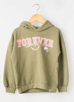 Sweat-shirt À Capuche Garcia Vert Manches Longues