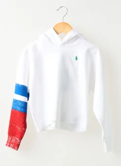 Sweat-shirt À Capuche Ralph Lauren Blanc Manches Longues