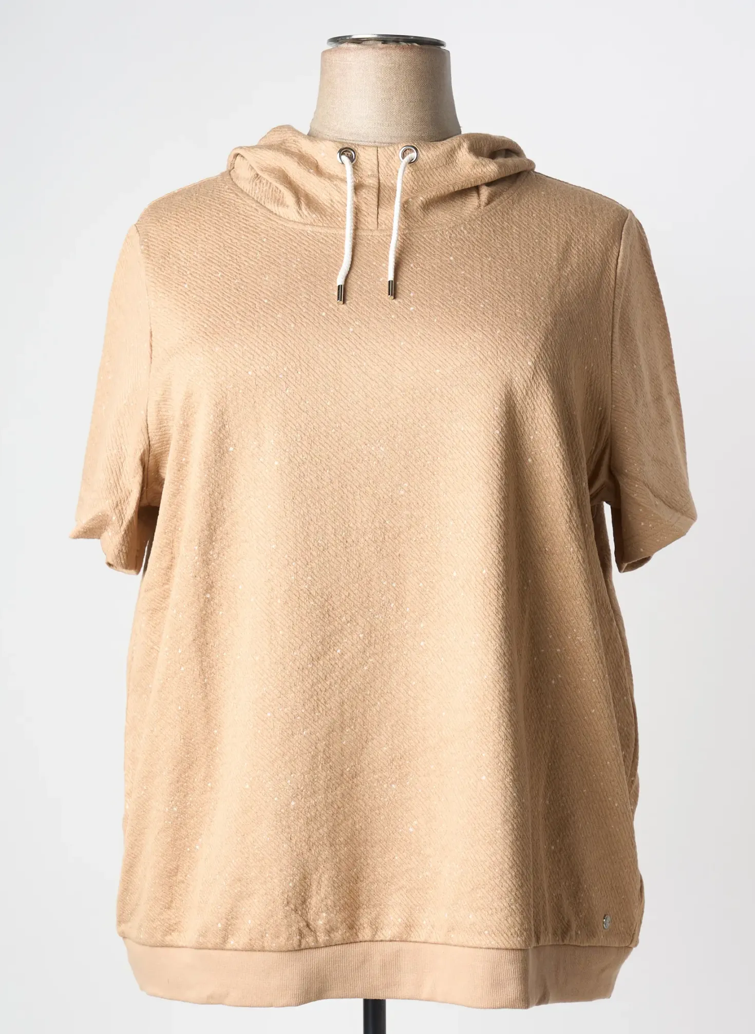 Sweat-shirt À Capuche Sheego Beige Manches Courtes