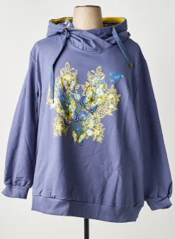 Sweat-shirt À Capuche Sheego Bleu Manches Longues